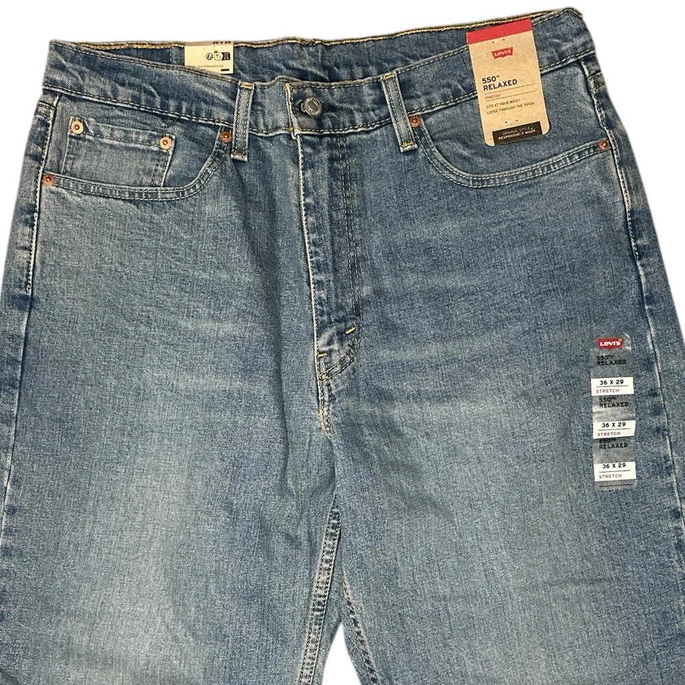 Levi Strauss 550 Jeans Men's 36x29 Relaxed Stretch‎ Denim Blue Pants New